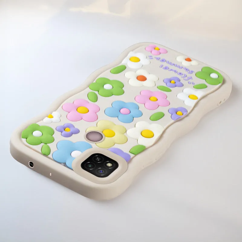 3D Silicone Soft Wave Edges Mobile Back Case For Redmi 9