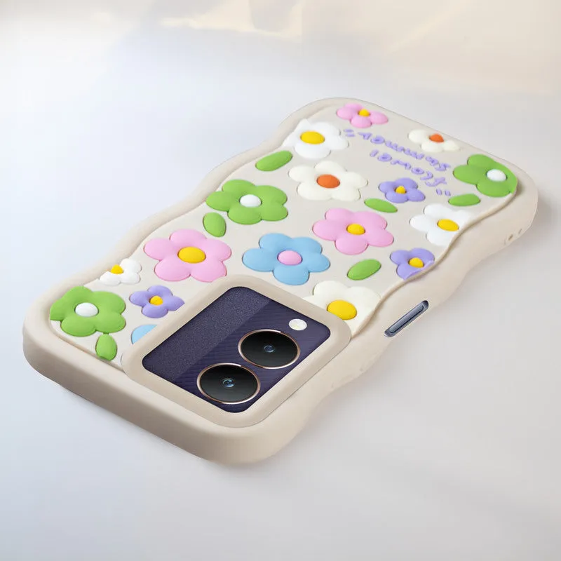 3D Soft Silicone Wave Edges Mobile Back Case For Vivo Y28 5G