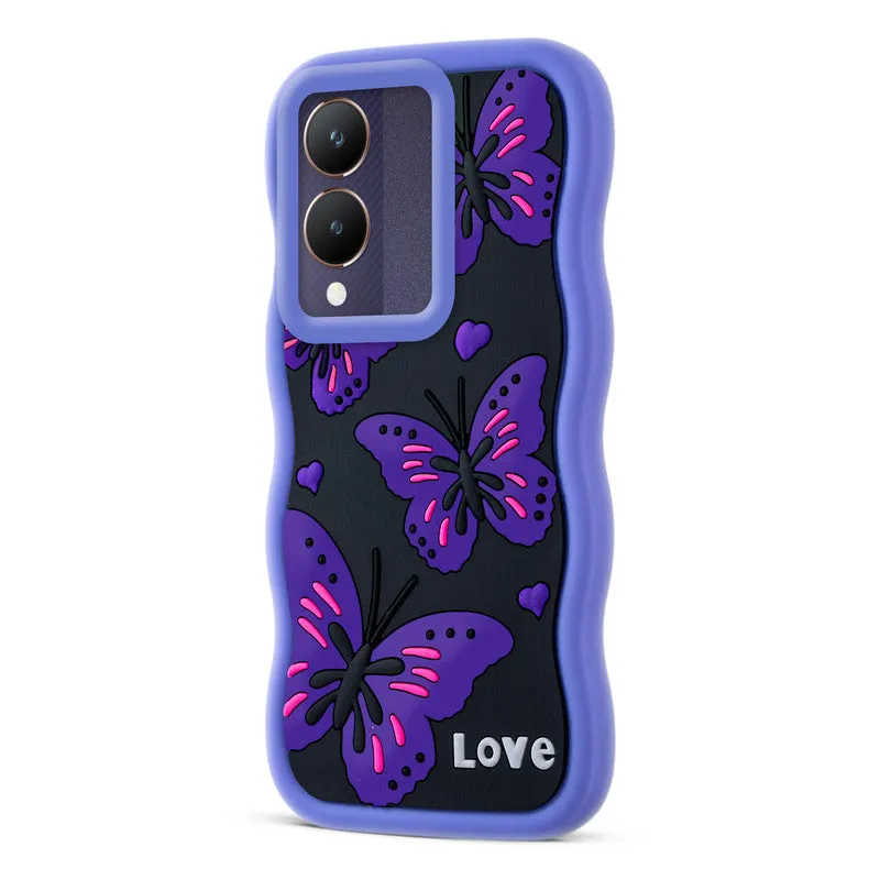 3D Soft Silicone Wave Edges Mobile Back Case For Vivo Y28 5G