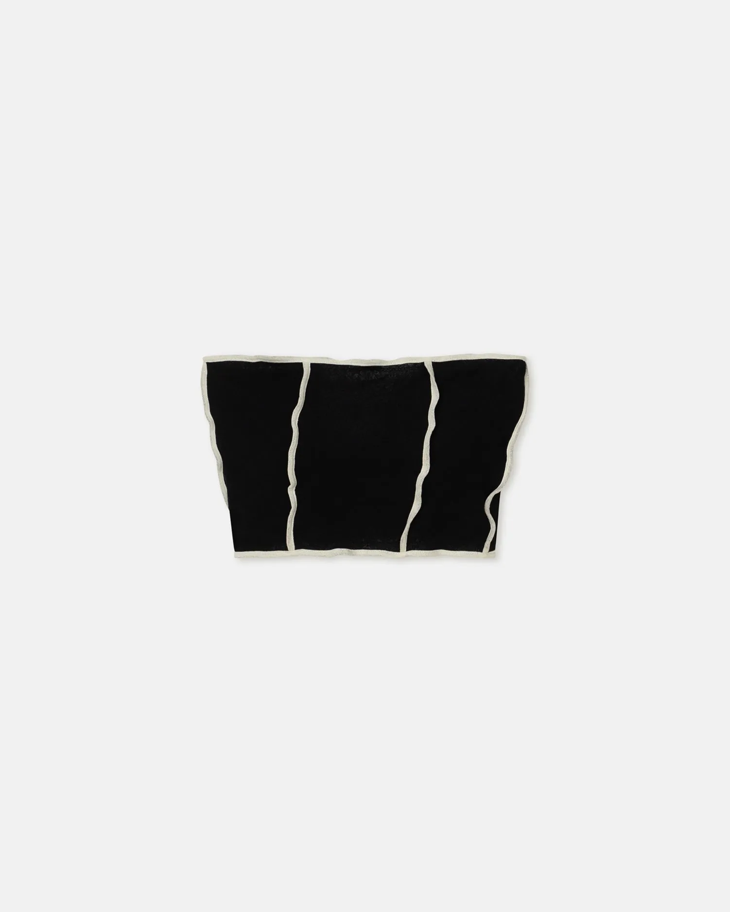 Luisa - Patchwork Mesh-Jersey Tube Top - Black/White wax