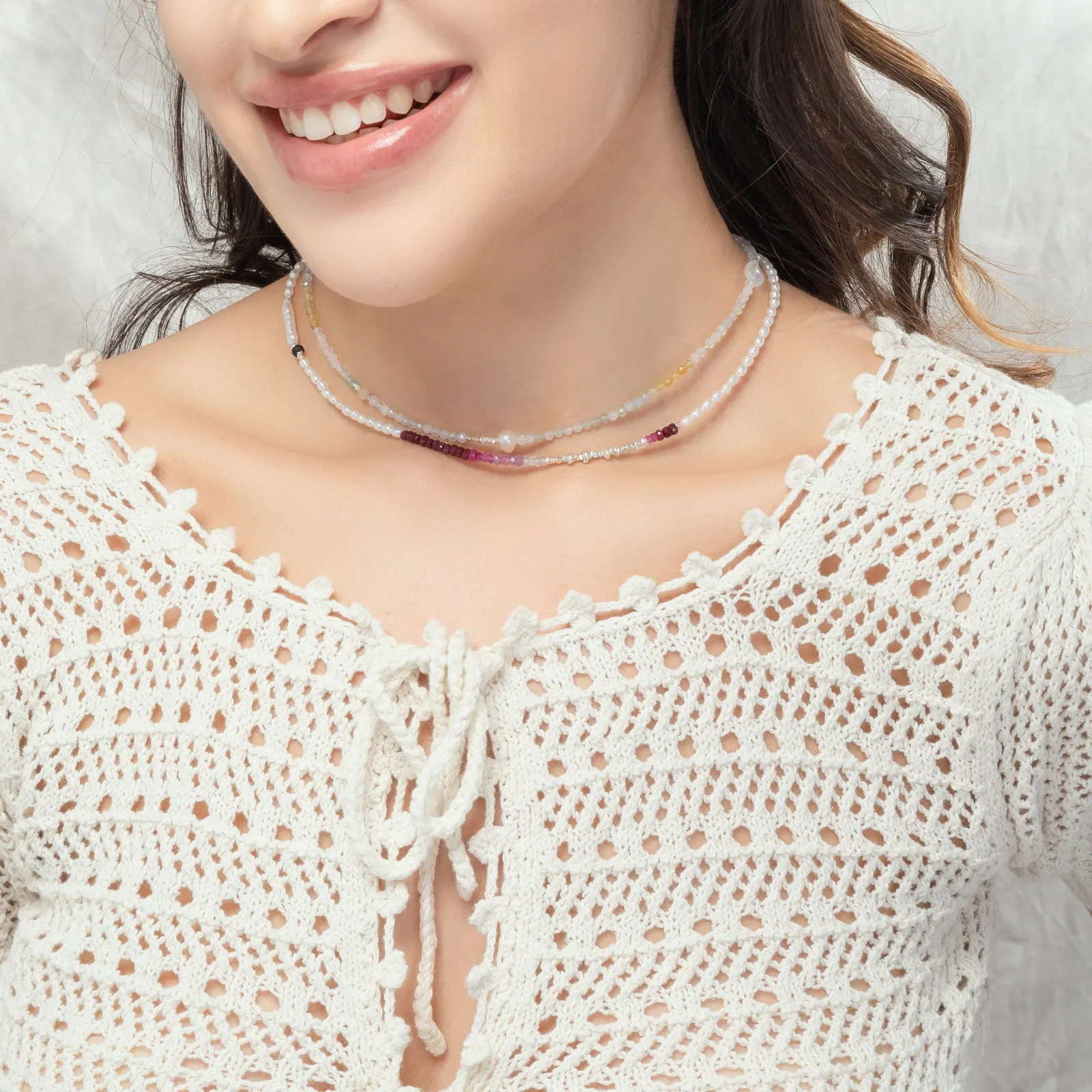 Multi Pearl Seed Bead Necklace