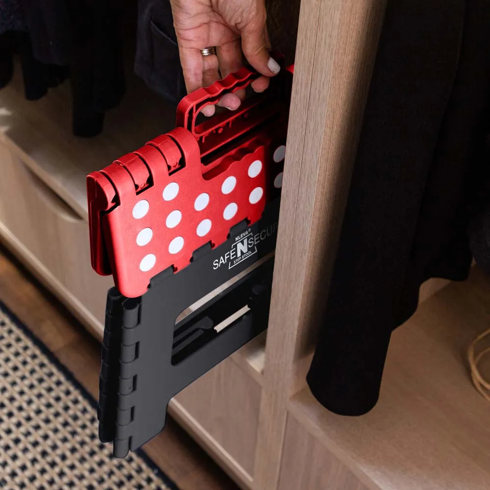 Safe N Secure Folding Step Stool, Lightweight Sturdy Support With Non-Slip Grip