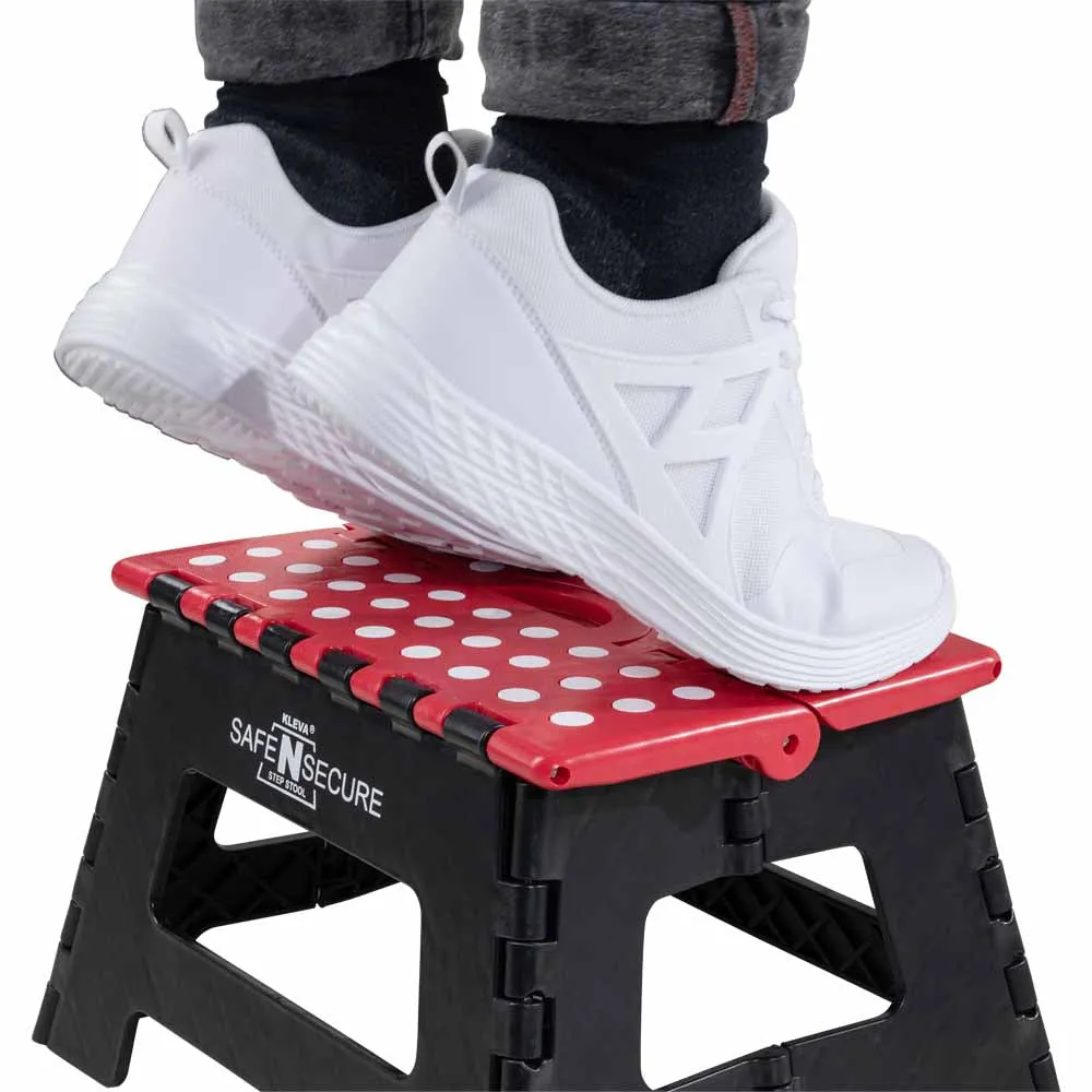 Safe N Secure Folding Step Stool, Lightweight Sturdy Support With Non-Slip Grip