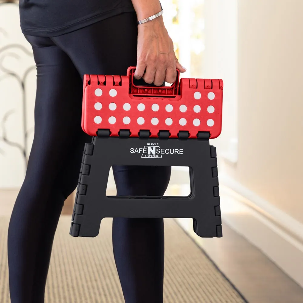 Safe N Secure Folding Step Stool, Lightweight Sturdy Support With Non-Slip Grip