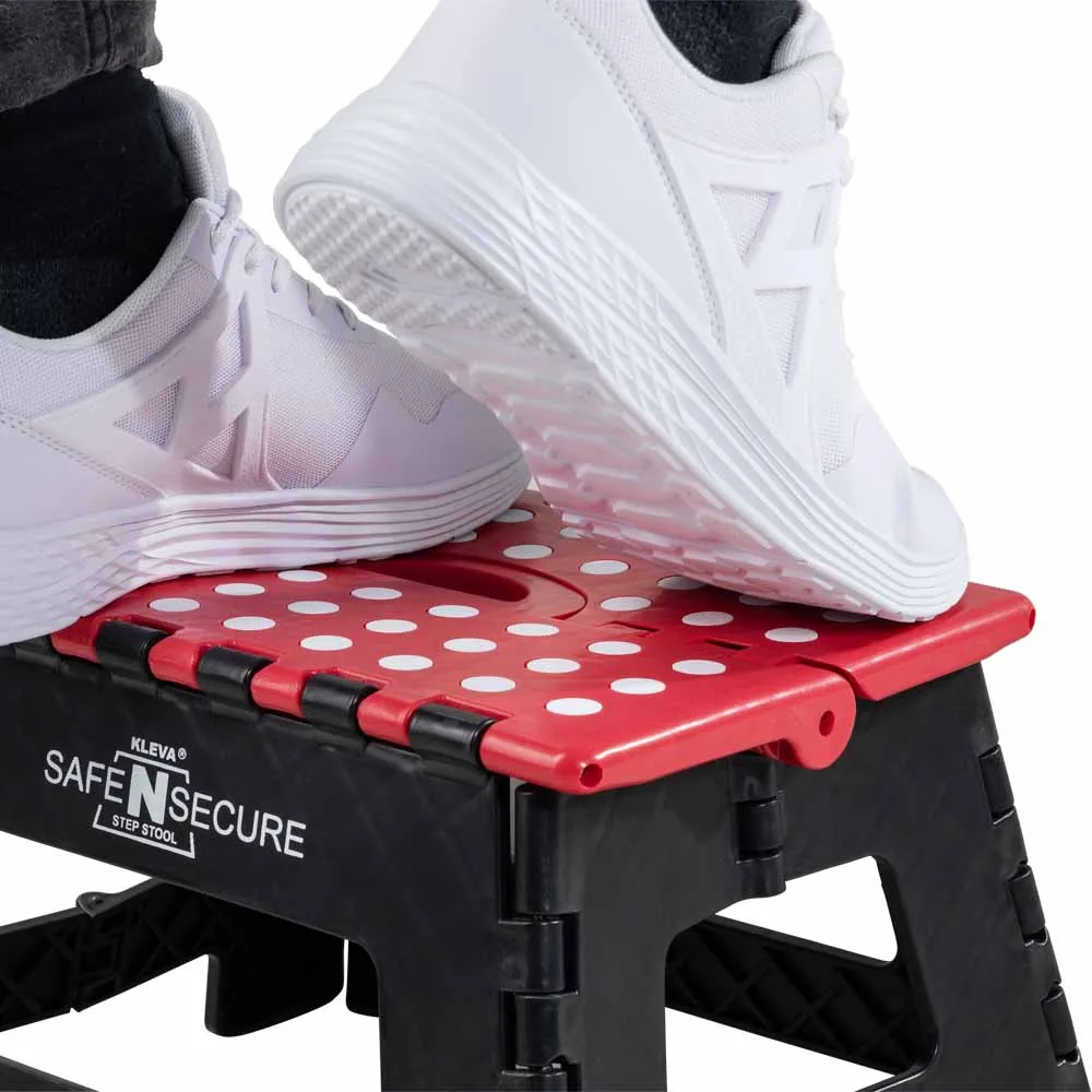 Safe N Secure Folding Step Stool, Lightweight Sturdy Support With Non-Slip Grip
